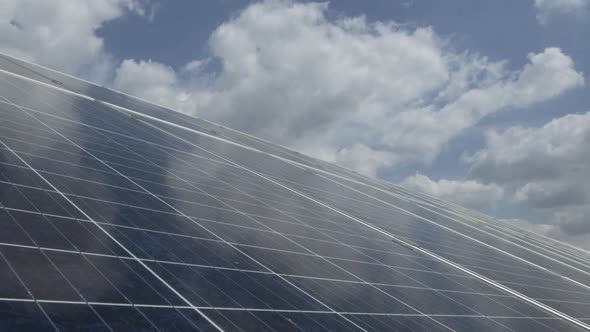 Sunny Day in a Solar Energy Farm