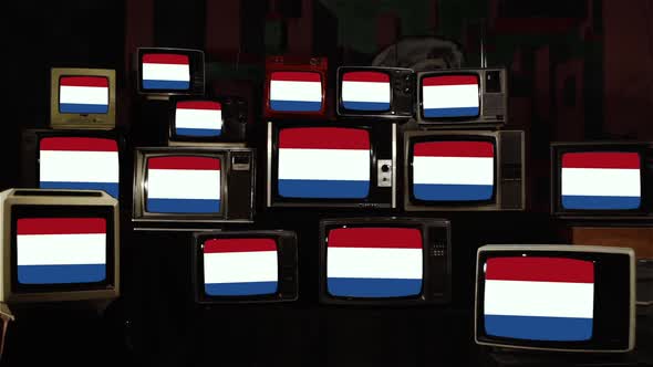 Netherlands flag on Vintage TV Screens.