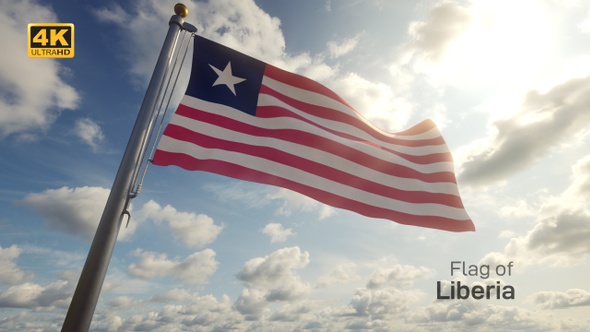 Liberia Flag on a Flagpole - 4K