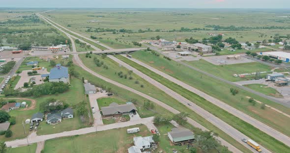 Panorama Top View of Original Route 66 Roadbed Near Clinton Oklahoma