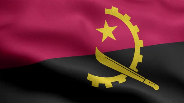 Angola Flag Seamless Closeup Waving Animation