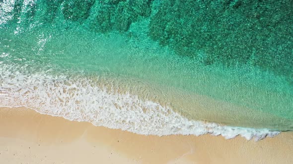 Wide overhead abstract view of a white sandy paradise beach and blue sea background in best quality 