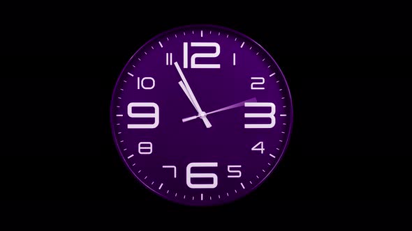 Modern Purple Clock Face Moving Fast Forward