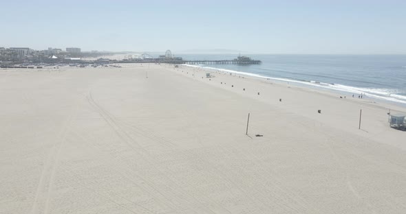 Bird's eye view of Santa Monica beach and Pier