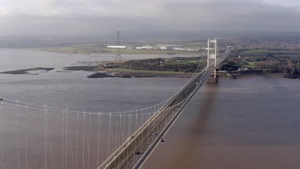The Severn Bridge Connecting England and Wales Aerial View