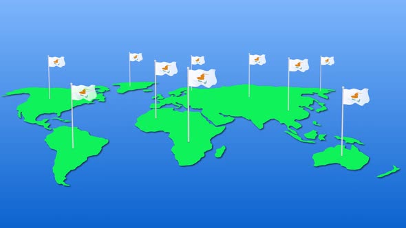 Flag Of Cyprus Around The World Flying Wave Animation