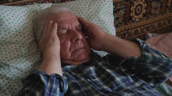Headaches Sharp Pains Migraine Blood Pressure In Elderly Old Gray Haired Man