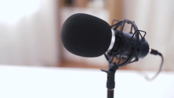 Close Up of Microphone at Recording Studio