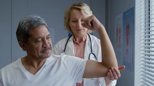 Physiotherapist at work in a hospital