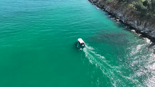 Fishing Near The Shore Sea Aerial View 4 K