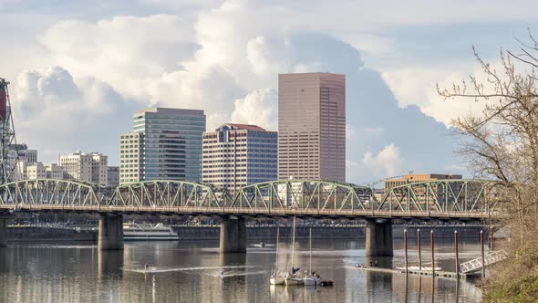 Dramatic cloud formation behind downtown buildings in Portland Oregon.