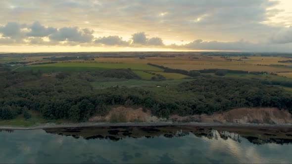 Aerial view of a beach with quiet water