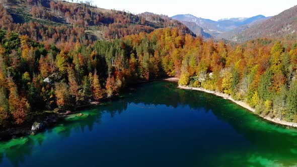 Beautiful Autumn Landscape on the Lake Ödsee in the Mountains in Upper Austria Salzkammergut