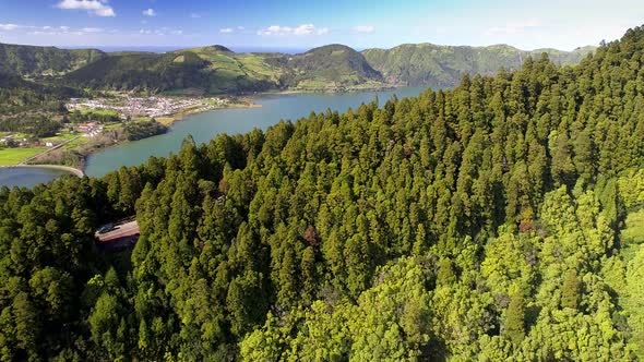 Lagoa Das Sete Cidades - Lakes and Town on Sao Miguel Island, Azores. , FHD