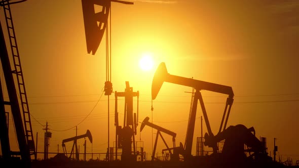 Large Oil Field At Sunrise