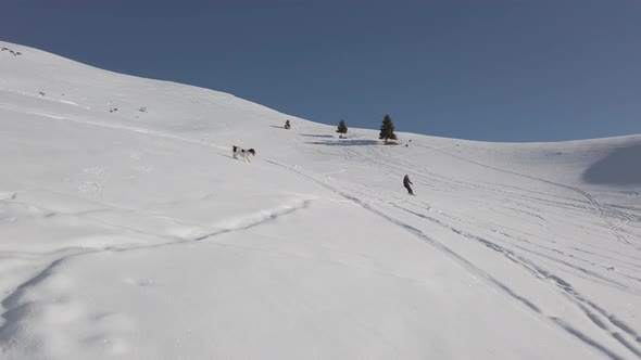 Skier passing by on a mountain