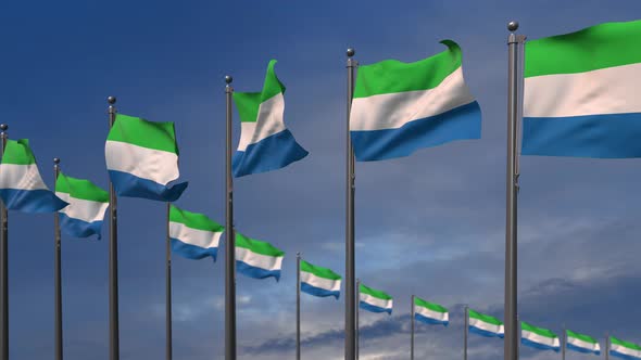 The Sierra Leone Flags Waving In The Wind  4K