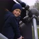 Little Girl Smiling and Having Good Time on Kids Climbing Equipment on Playground at Fall Outdoors - VideoHive Item for Sale