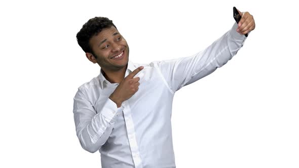 Handsome Businessman Taking Selfie with Mobile Phone