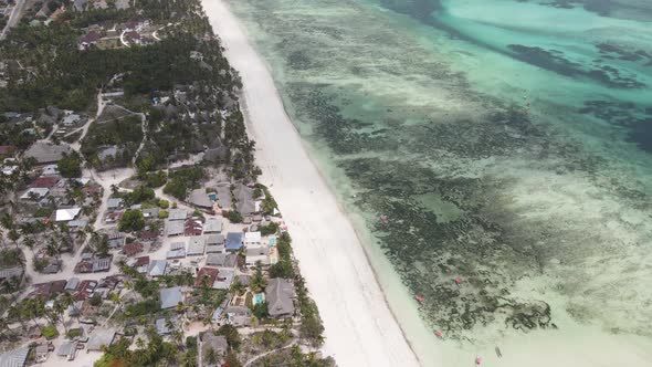 View From a Height of the Indian Ocean Near the Coast of Zanzibar Tanzania