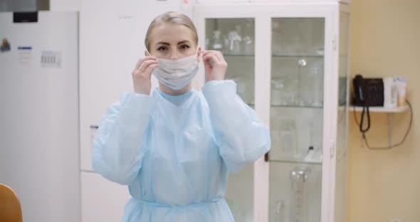 Scientist Wearing Protective Mask at Laboratory