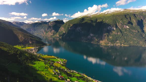 Aurlandsfjord from Sognefjorden from the Stegastein viewpoint, Norway