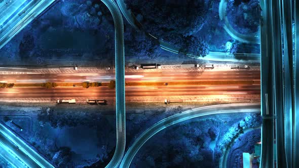 4K : Aerial hyperlapse drone shot of fast moving Highway road. alt