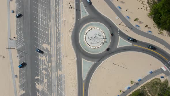 Slow spin around the new traffic circle at Pere Marquette beach.