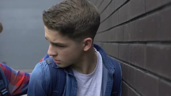 Depressed Lonely Victim of Bullying Getting Head Punch From Cruel Classmate