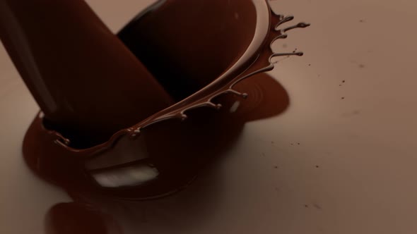 Super Slow Motion Detail Shot of Pouring Melted Chocolate at 1000 Fps