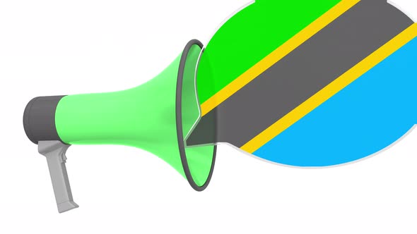 Loudspeaker and Flag of Tanzania on the Speech Balloon