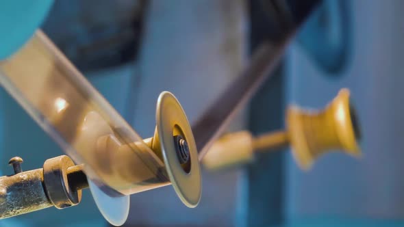 Supporting Roller with Moving Reel on Old Cinema Equipment