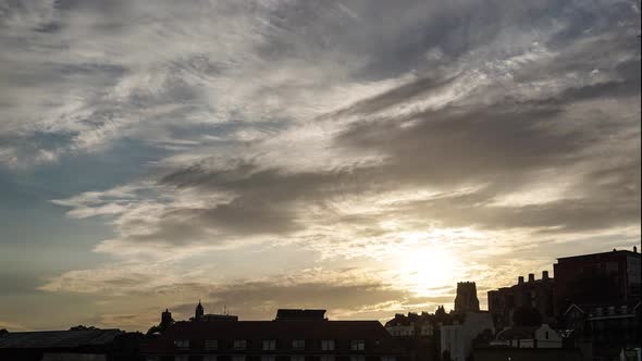 Sunset glow time lapse over Bristol city skyline