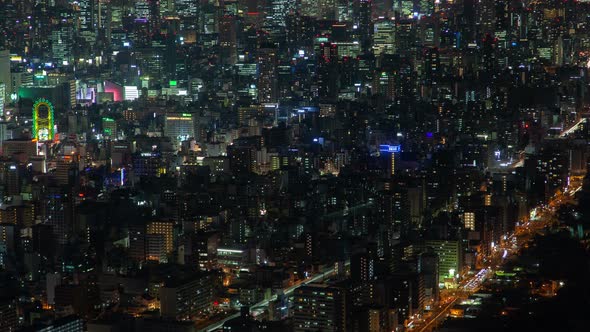 Japan Osaka Cityscape View Night Lights Timelapse