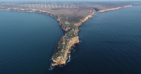 Aerial view of Kaliakra Cape, Bulgaria, Black Sea. Kaliakra is a nature reserve