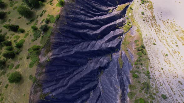 Geological phenomenon in Alps in France seen from the sky alt