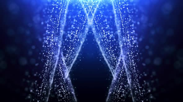 Curtain Shiny Blue Particles With Bright Lighting Loop 3