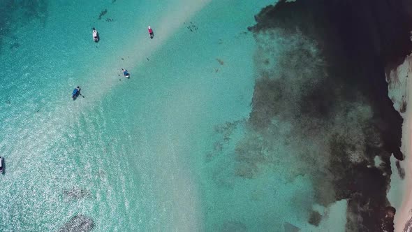 4k 24fps Cenital Drone Shoot Of A Natural Pool In The Caribbean Sea