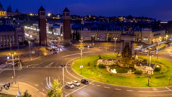 Timelapse of Placa d'Espanya, Barcelona, Spain