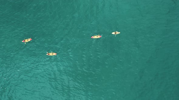 People Explore Picturesque Seascape As Seen From Top