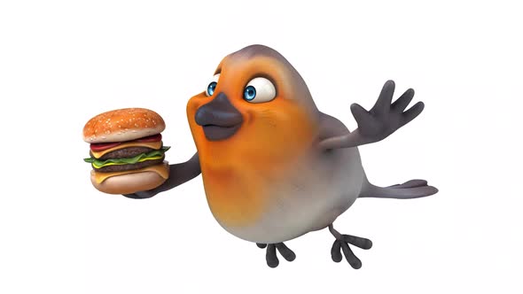 Fun 3D cartoon red robin with alpha