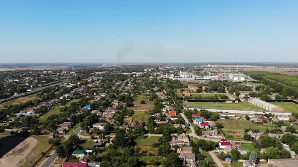 View from the air on the small village.