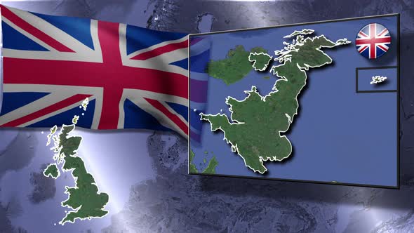 Great Britain United Kingdom Flag And Map Animation