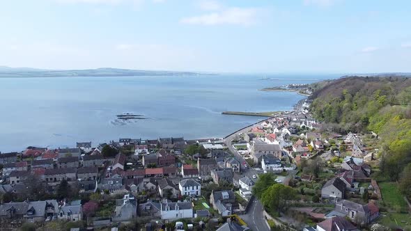 Harbour And Village View. Limekilns Village On The Banks Of The Firth Of Fort, Fife, Scotland