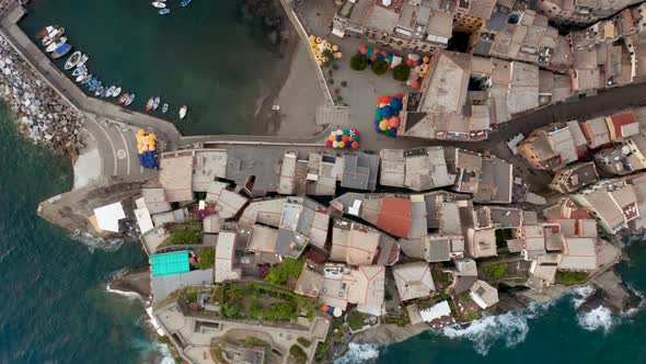 Aerial View of the Colorful Village of Vernazza in the Cinque Terre Reserve Italy