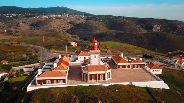 Famous Cabo Da Roca Lighthouse At The Atlantic Ocean In Portugal