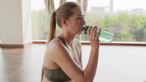 Woman Resting After Yoga Class