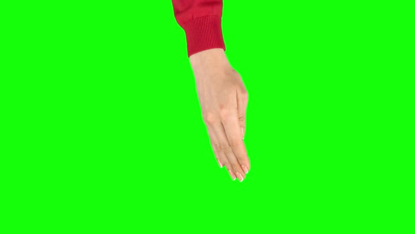 Female Hand in Red Sweater Is Performing 4x Swipe Left and Right, Double at Tablet Screen Gesture on