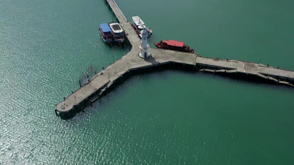 Aerial View of Bang Bao Pier and the Lighthouse in Koh Chang Trat Thailand