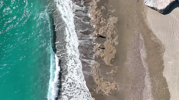 Azure beach on the Mediterranean Sea aerial view 4 K
